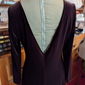 JR NITES by Caliendo Vintage 2000's Backless Dark Brown Velvet Gown V-Back